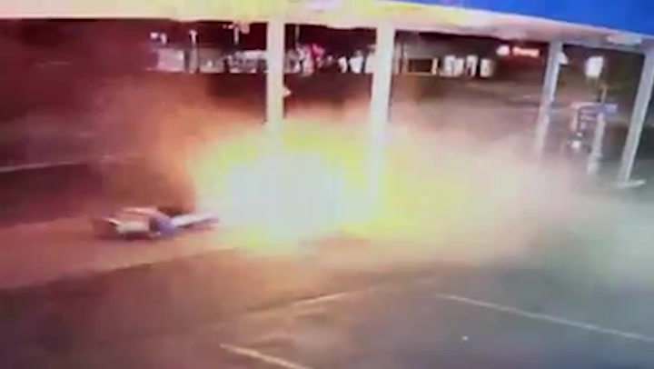 Gas station fire erupts after teen driver's stunt goes wrong