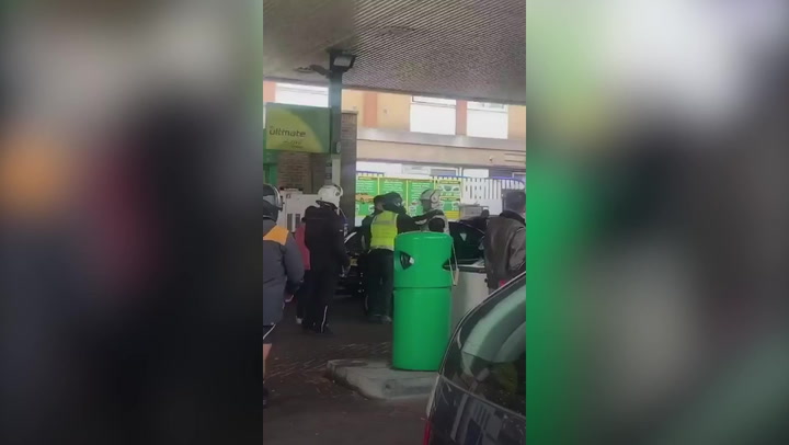 Fight breaks out at petrol station as fuel shortage grips UK