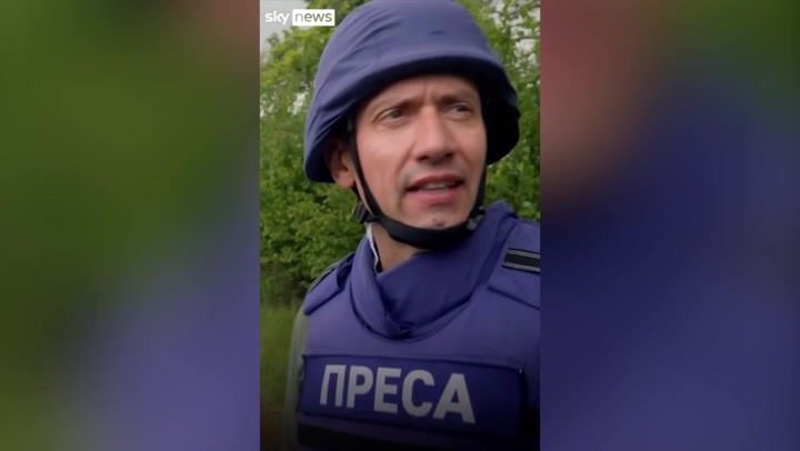 Sky News journalist ducks for cover as blast heard nearby in Kharkiv