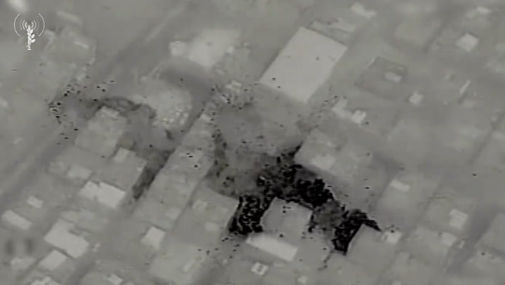 Drone footage shows IDF strike Gaza 'military headquarters and senior officials' houses'
