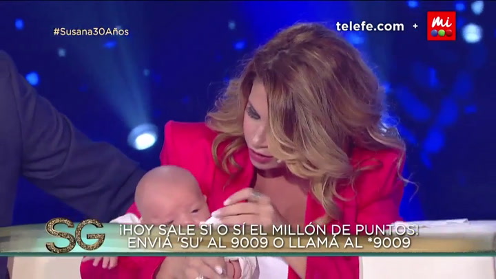 Flor Peña presentó a su bebé Felipe en el programa de Susana Giménez