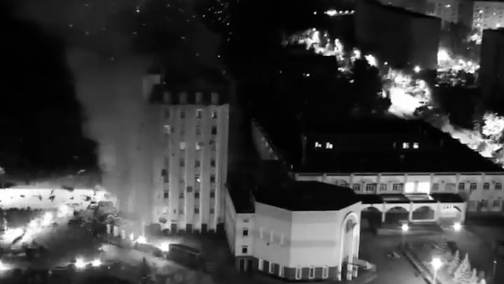 Huge blast erupts as Ukrainian council building in Energodar struck by missile