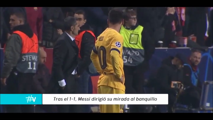 La extraña mirada fija de Lionel Messi al técnico Ernesto Valverde después del empate rival