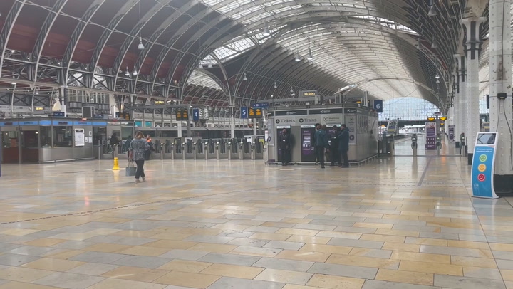 Quiet platforms at Paddington train station amid train strike