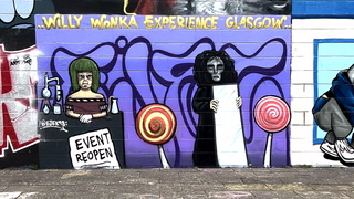 Mural paying tribute to Willy Wonka experience appears in Glasgow