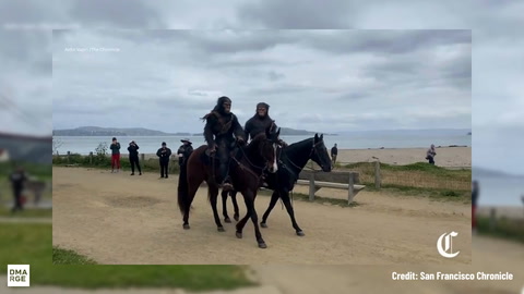 Apes Spotted Riding Horses Through San Francisco