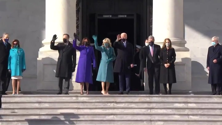 Joe Biden and Kamala Harris walk up Capitol steps ahead of Inaugural Ceremony