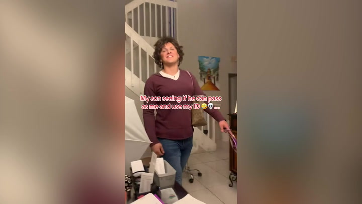Son dresses up like his mother to use her ID in viral TikTok