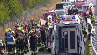 Una camioneta con 20 inmigrantes ilegales en Austria trató de esquivar un control y volcaron: hay 3 muertos