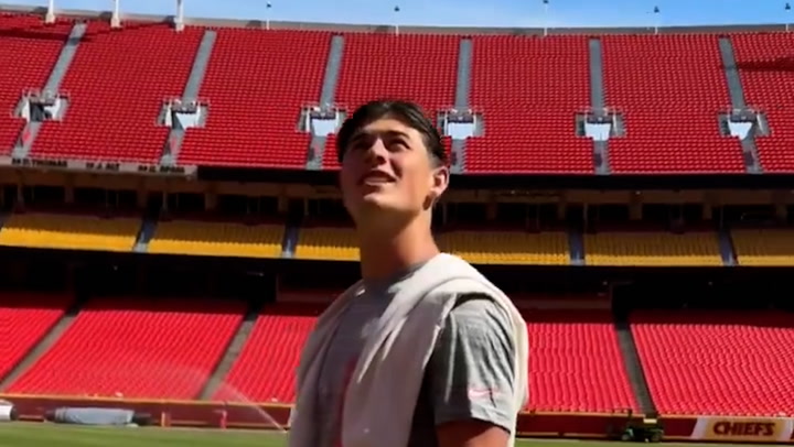 Louis Rees-Zammit takes in Arrowhead Stadium after signing for Kansas City Chiefs