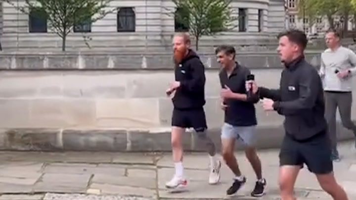 Rishi Sunak and ‘Hardest Geezer’ Russ Cook go for morning run in Westminster