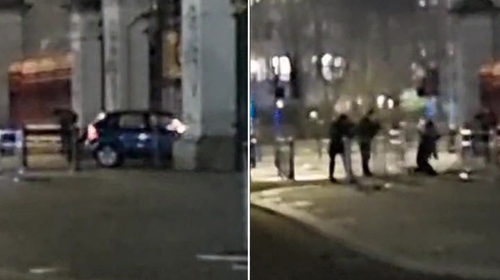 Moment Car Crashes Into Buckingham Palace Gates As Loud Bang Heard