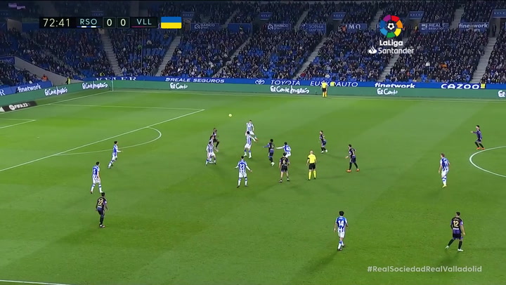 Gol de Larin (0-1) en el Real Sociedad 0-1 Valladolid