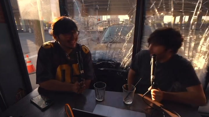 Car crashes through cafe window during podcast recording