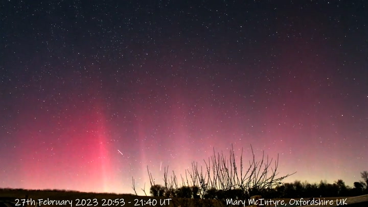 Northern lights filmed dancing in sky above Oxfordshire in rare sighting