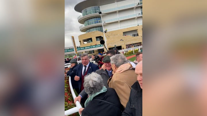 Moment Alex Ferguson cheers and jumps for joy watching his Cheltenham horse win
