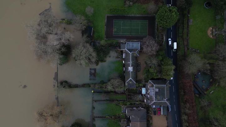 Drone footage reveals devastation caused by flooding in Sussex during Storm Henk