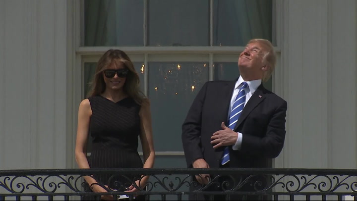 Donald Trump mocked for looking at solar eclipse without eye protection