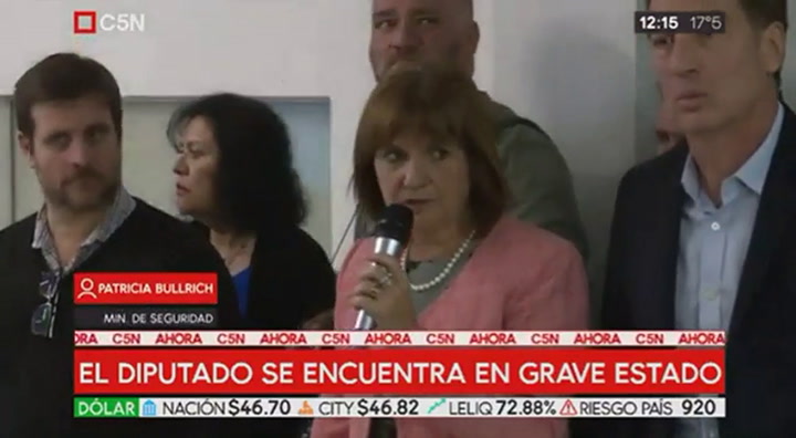 Conferencia de prensa de Patricia Bullrich por el ataque a Héctor Olivares - Fuente: C5N