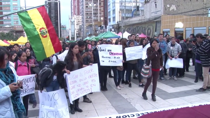 Manifestaciones en La Paz en contra de la reelección de Evo Morales