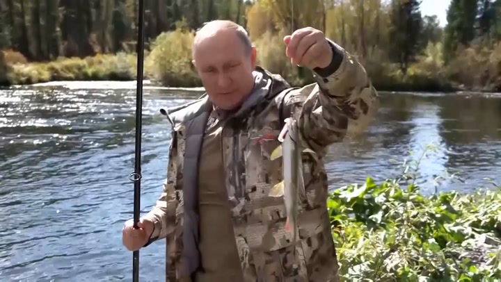 Russian president Vladimir Putin fishing and trekking in Siberia