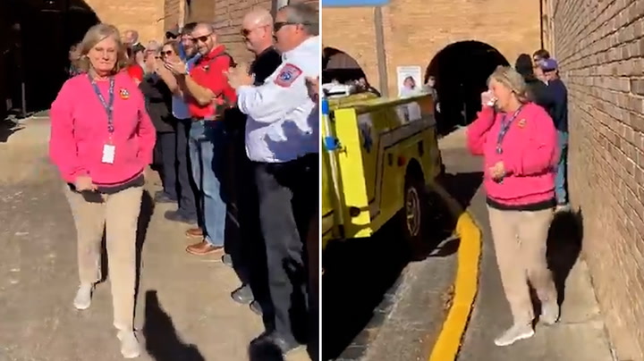 Emergency dispatcher clapped out of building as she retires after 28 years of service
