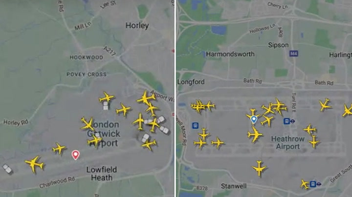 Planes gather at Heathrow and Gatwick as air traffic control failure hits UK