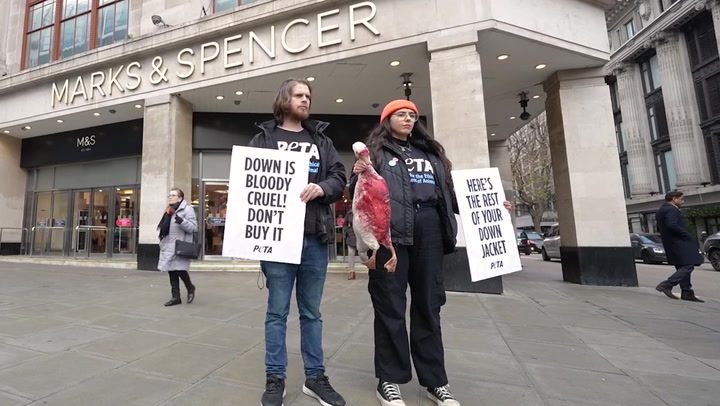 Peta hold protest outside flagship Marks and Spencer store on Oxford Street