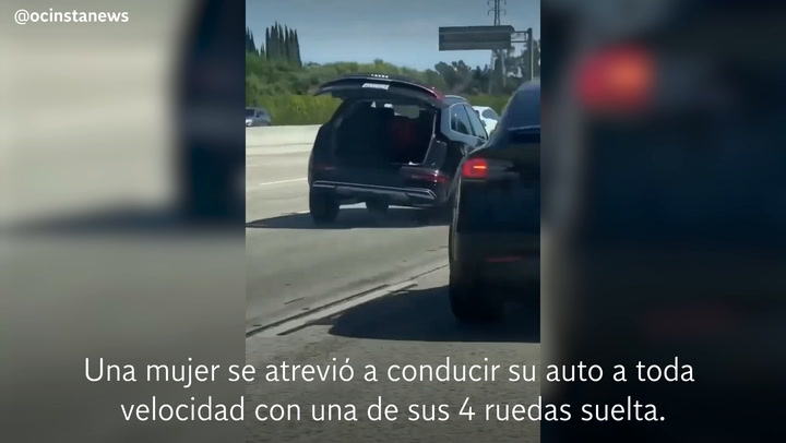 Mujer conduce peligrosamente sobre 3 ruedas en autopista en California