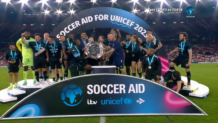 Soccer Aid: Triumphant World XI lift trophy after beating England