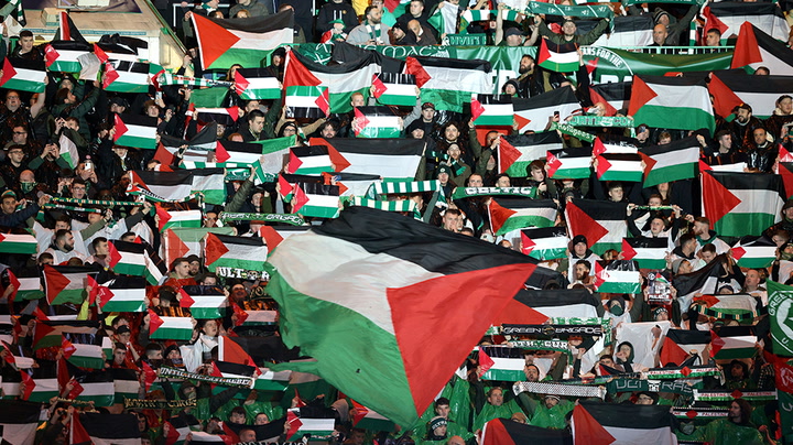 Celtic fans wave Palestinian flags in defiance of club appeal