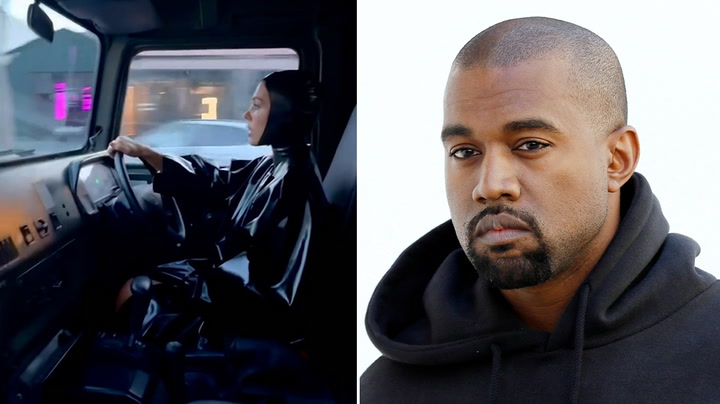 Kanye West films wife sporting hooded latex suit while driving