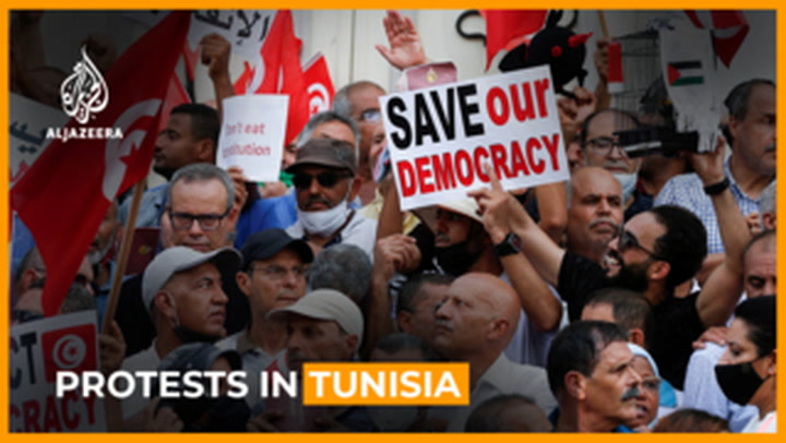 Protests against and in support of Tunisian president Saied’s ‘power grab’