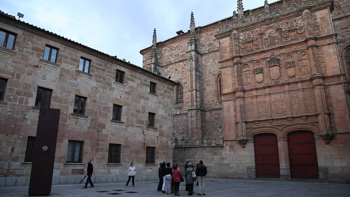 Cánula Salamanca, proyección de Daniel Canogar sobre la fachada de la Universidad de Salamanca