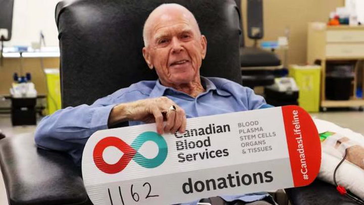 90-year-old man sets all-time record with final 1,162nd blood donation