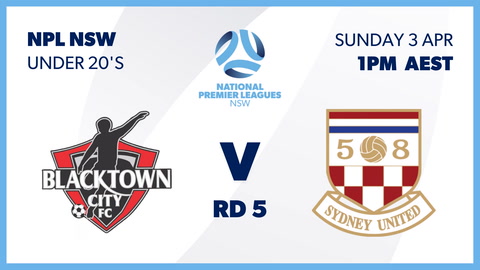3 April - NPL NSW Mens U20 - Round 5 - Blacktown City FC v Sydney United 58 FC