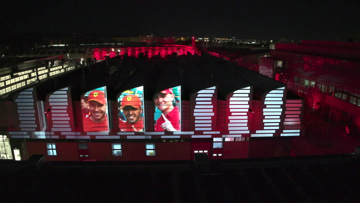 A light show, dedicated to Ferrari’s people, illuminates the Maranello Factory