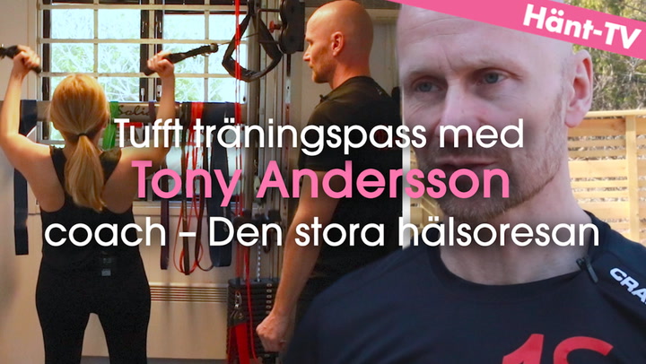 Se när Hänts reporter genomför ett tufft träningspass med Tony Andersson – coach "Den stora hälsoresan"