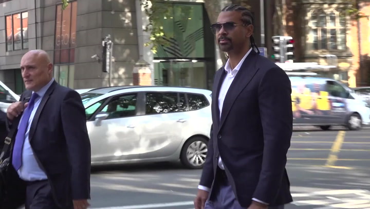 Former professional boxer David Haye arrives at court charged with assault