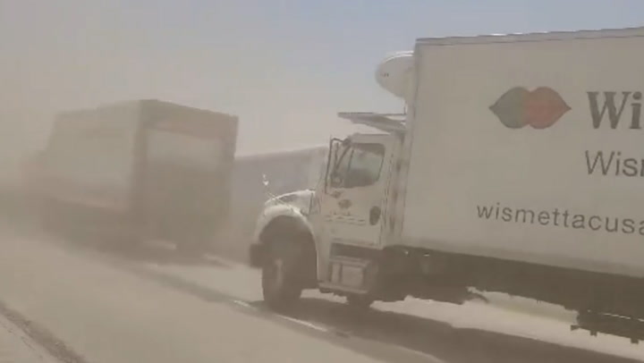 Footage shows aftermath of '80-car' pile-up that killed six amid Illinois dust storm