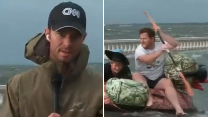 Florida man rowing inflatable duck interrupts CNN live report