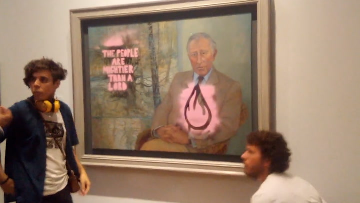 Climate protesters vandalise King Charles painting at Scottish National Portrait Gallery