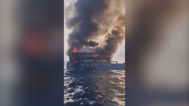 Tourists leap into sea after ferry catches fire off Thailand coast