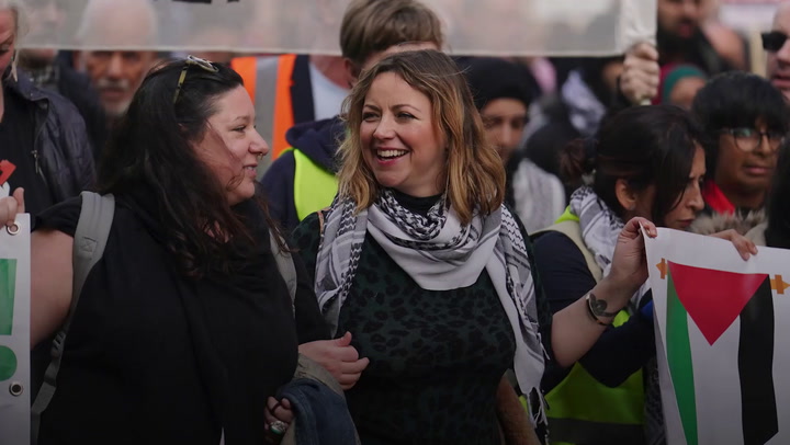 Charlotte Church joins pro-Palestine march in central London