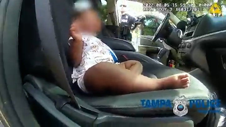 Florida police officers rescue baby found overheating in stolen car