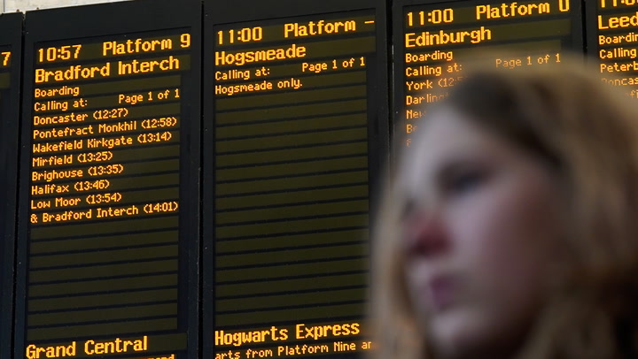 Moment Hogwarts Express departs from Platform 9¾