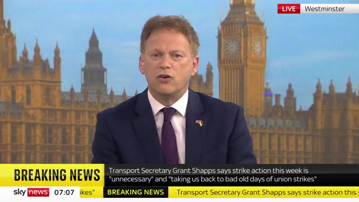 Laws will protect passengers from 'militant' union action in future, Grant Shapps says