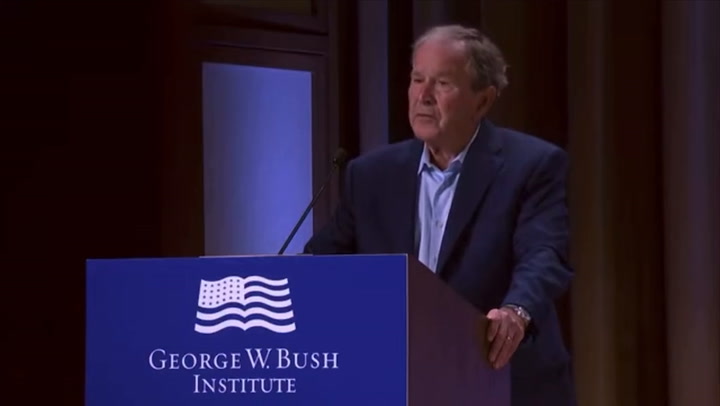 Former President George W. Bush: “The decision of one man to launch a wholly unjustified and brutal invasion of Iraq. I mean of Ukraine.”