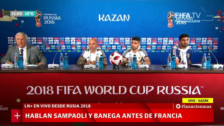 Conferencia de prensa de Sampaoli y Banega antes de partido contra Francia