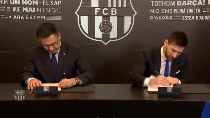 Así fue la firma de la última renovación de Leo Messi